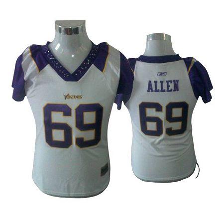 Vikings #69 Jared Allen White Women's Field Flirt Stitched NFL Jersey - Click Image to Close